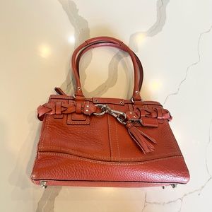 Coach Hampton Carryall Handbag Purse, Coral Pebbled Leather